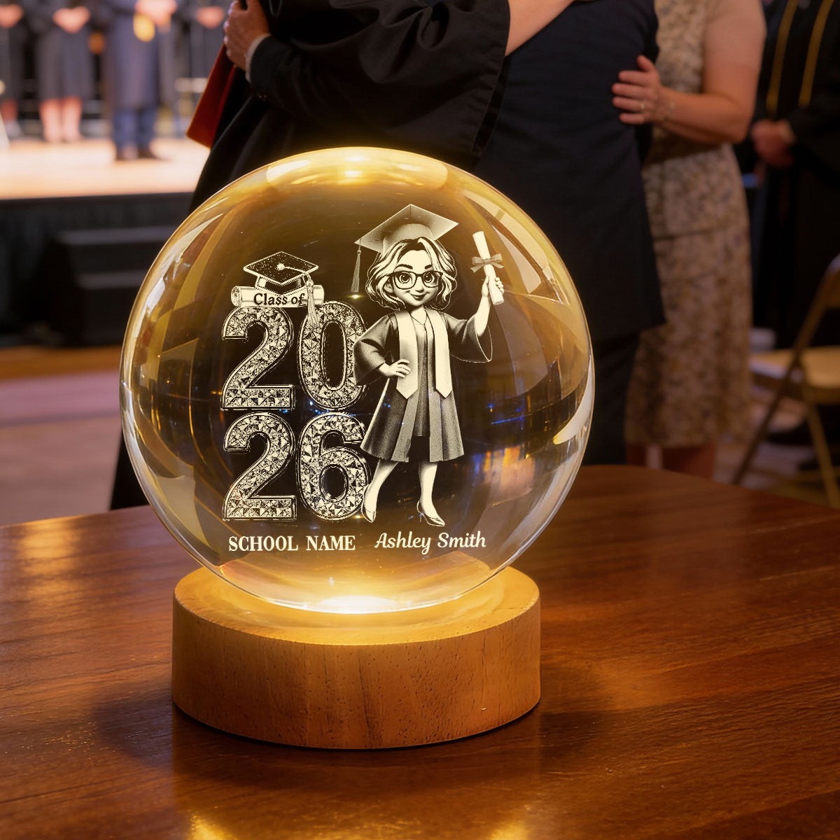 Class Of 2026 2027 Senior Glowing - Personalized Crystal Ball LED Night Light - Graduation Gift For Graduates, Daughter, Son