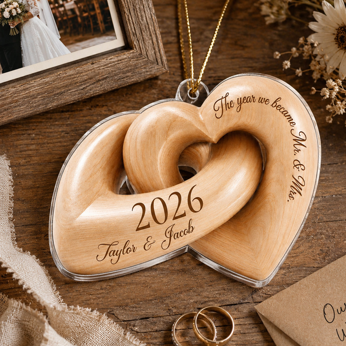 The Year We Became Mr. & Mrs. - Personalized Acrylic Ornament - Heartfelt Keepsake Gift for Her, for Him