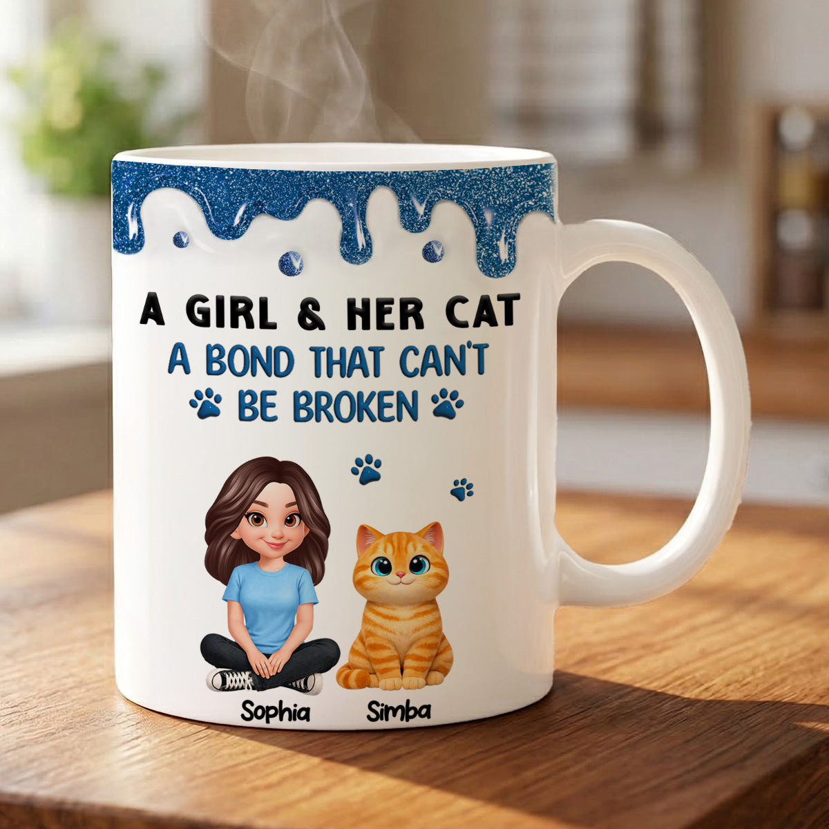 Adorable Cats A Girl And Her Cats - Personalized Mug - Mother's Day Gift For Cat Mom, Cat Lovers