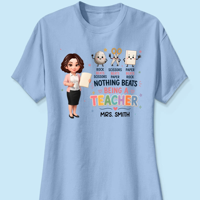 Rock Paper Scissors Nothing Beats Teacher - Personalized Shirt