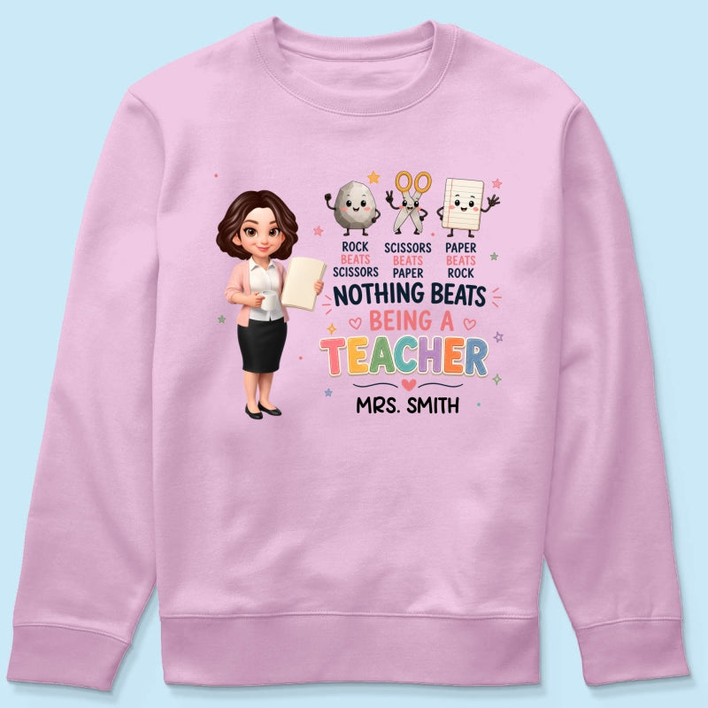 Rock Paper Scissors Nothing Beats Teacher - Personalized Shirt
