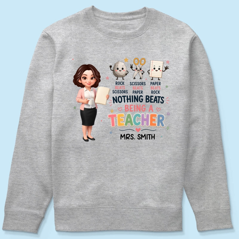 Rock Paper Scissors Nothing Beats Teacher - Personalized Shirt