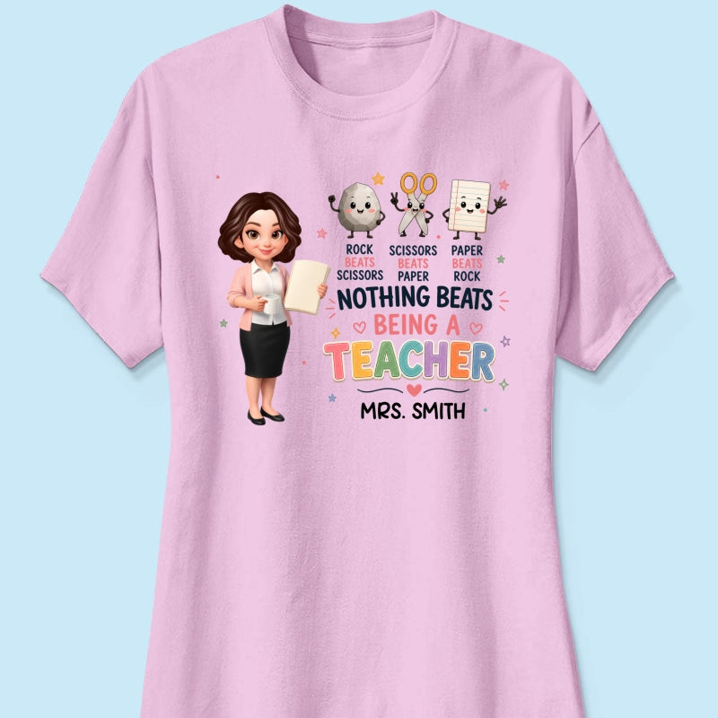 Rock Paper Scissors Nothing Beats Teacher - Personalized Shirt