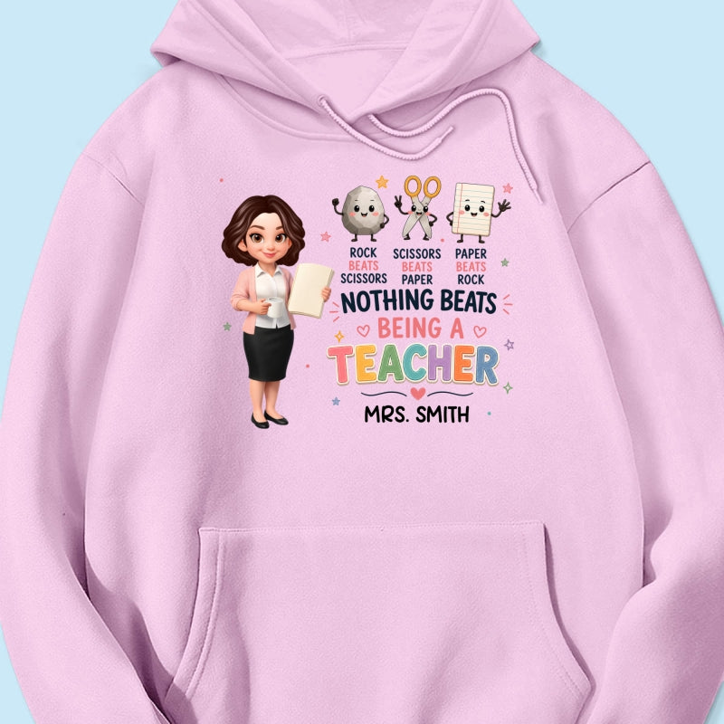 Rock Paper Scissors Nothing Beats Teacher - Personalized Shirt