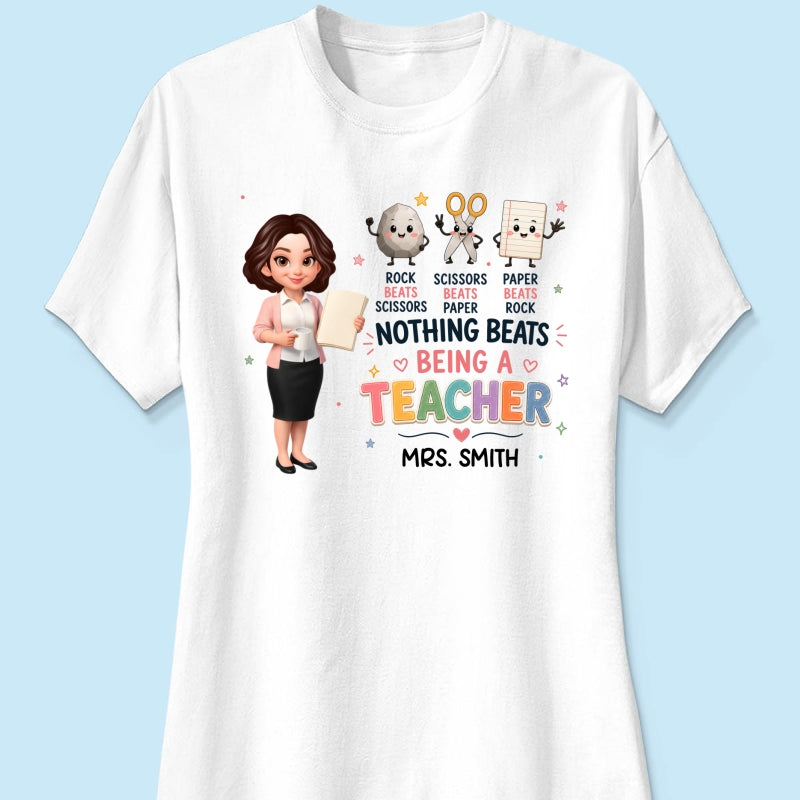 Rock Paper Scissors Nothing Beats Teacher - Personalized Shirt