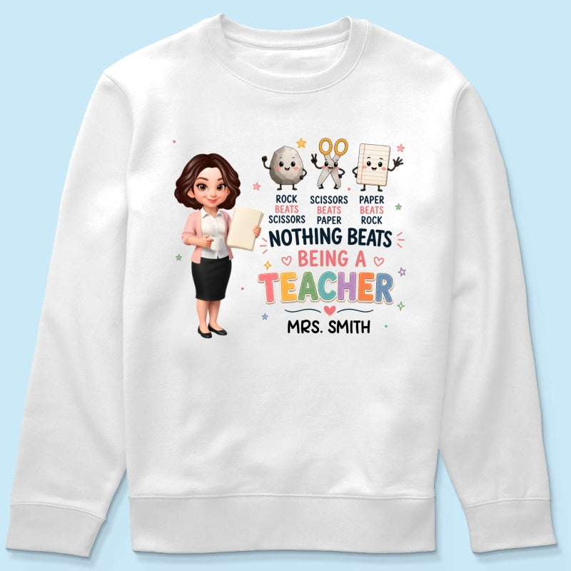 Rock Paper Scissors Nothing Beats Teacher - Personalized Shirt