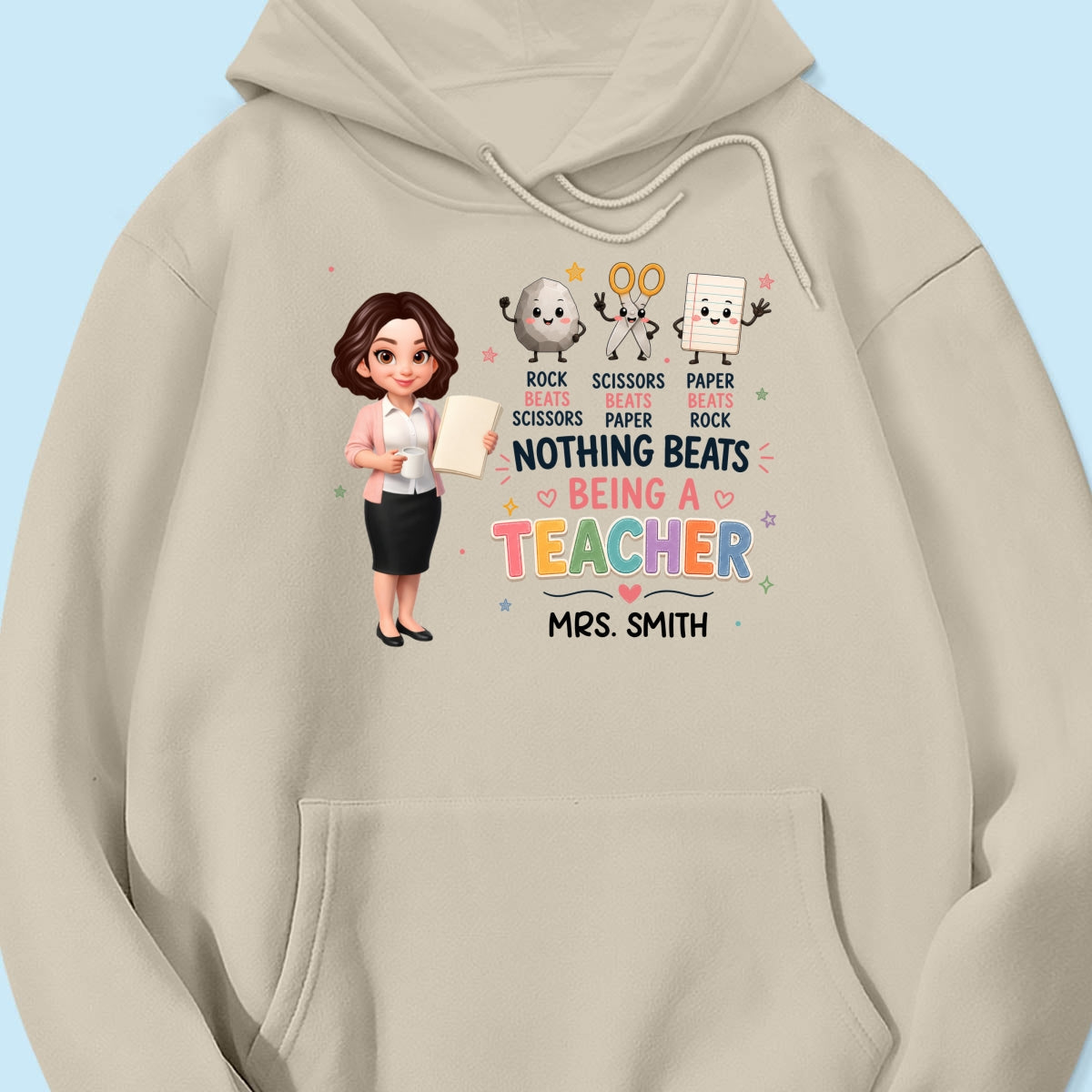 Rock Paper Scissors Nothing Beats Teacher - Personalized Shirt