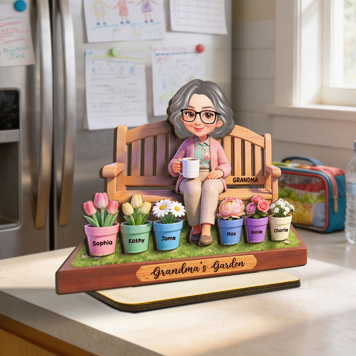 Beautiful Grandma's Garden Custom Grandkids Names - Personalized 2-Layered Wooden Plaque - Gift For Grandma