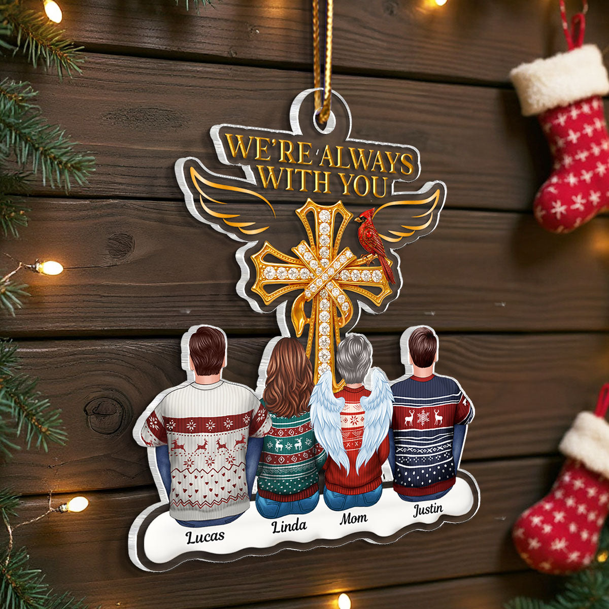 Always With You Family 3D Crystal Effect - Personalized Acrylic Ornament