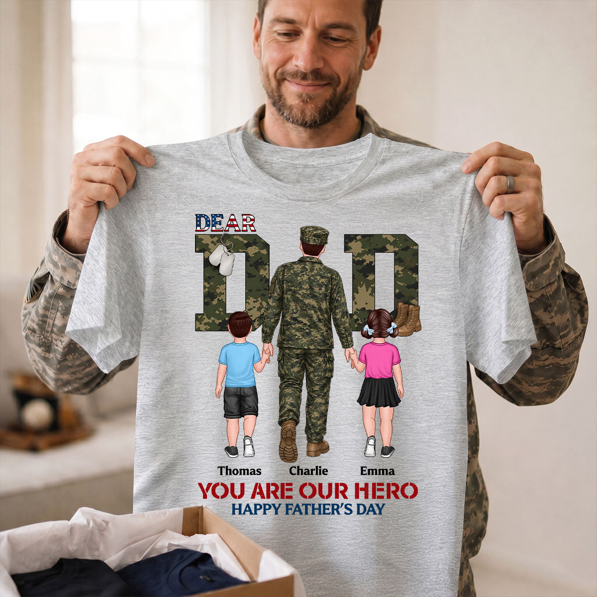 Nation Flag Army Dad You Are Our Hero - Personalized Shirt - Father's Day Gift For Dad, Husband