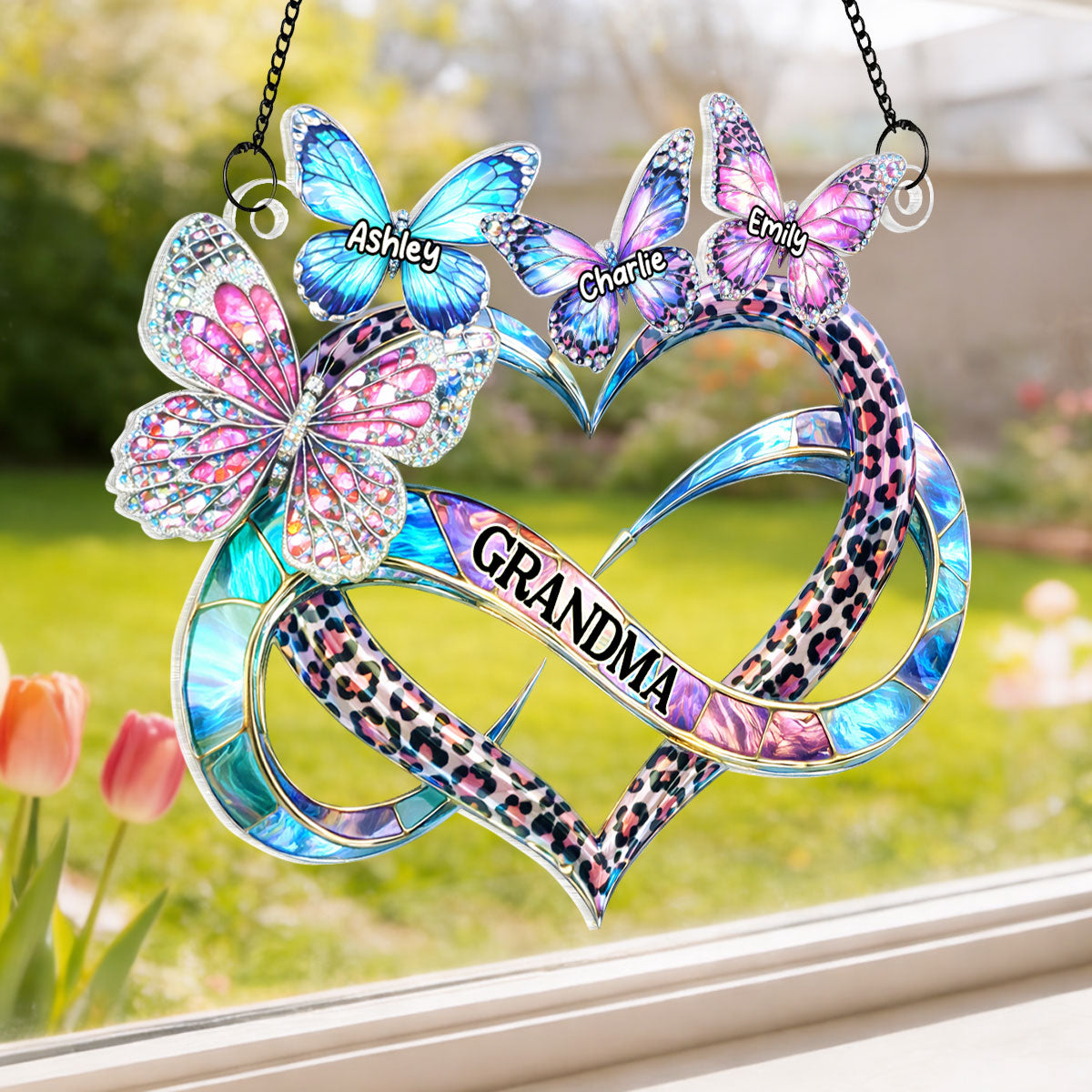 Mom Grandma Heart Infinity - Personalized Suncatcher - Sentimental Mother's Day Gift for Grandma, Mom, Wife