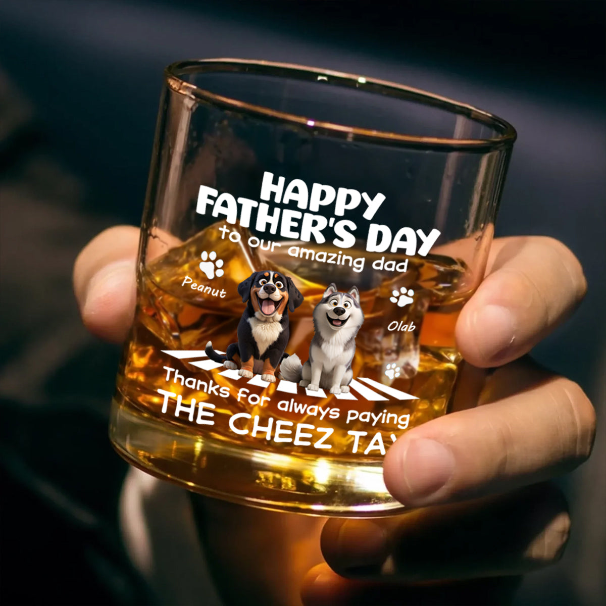 Happy Father's Day to My Amazing Dog Dad - Personalized Whiskey Glass - Father's Day Gift for Dog Dad, Husband