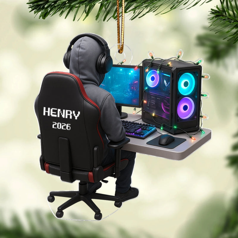 Custom Gamer Name - Personalized Acrylic Ornament - Christmas Gift for Gamers, Teen Boy, Teen Girl