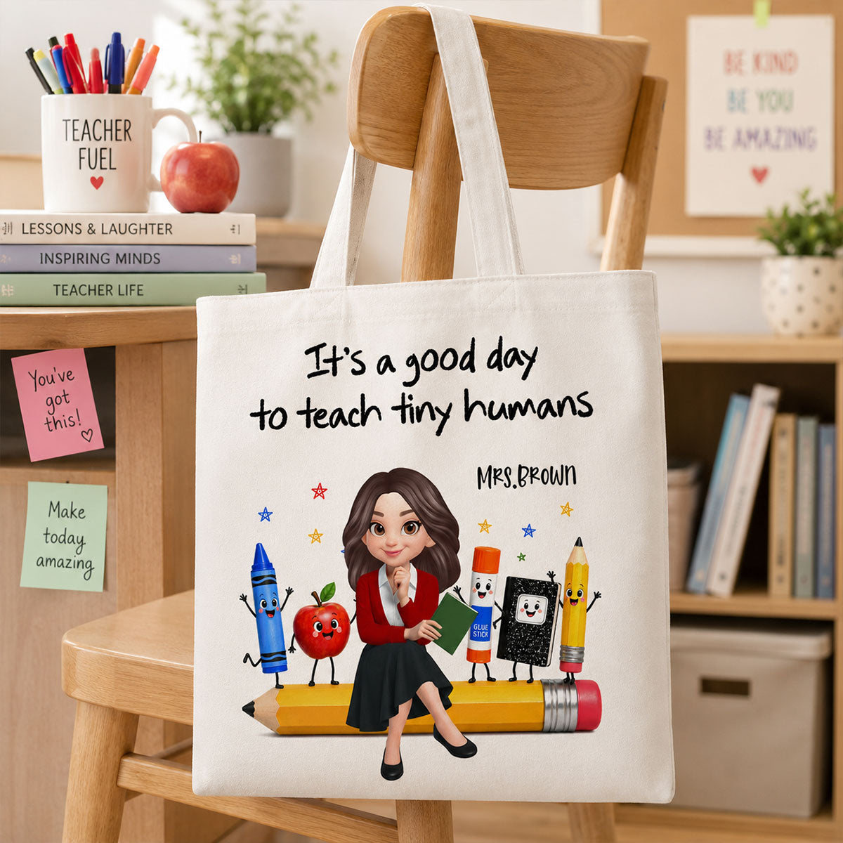 Funny Teacher Life It's A Good Day To Teach Tiny Humans - Personalized Tote Bag - Back To School Gift For Teacher