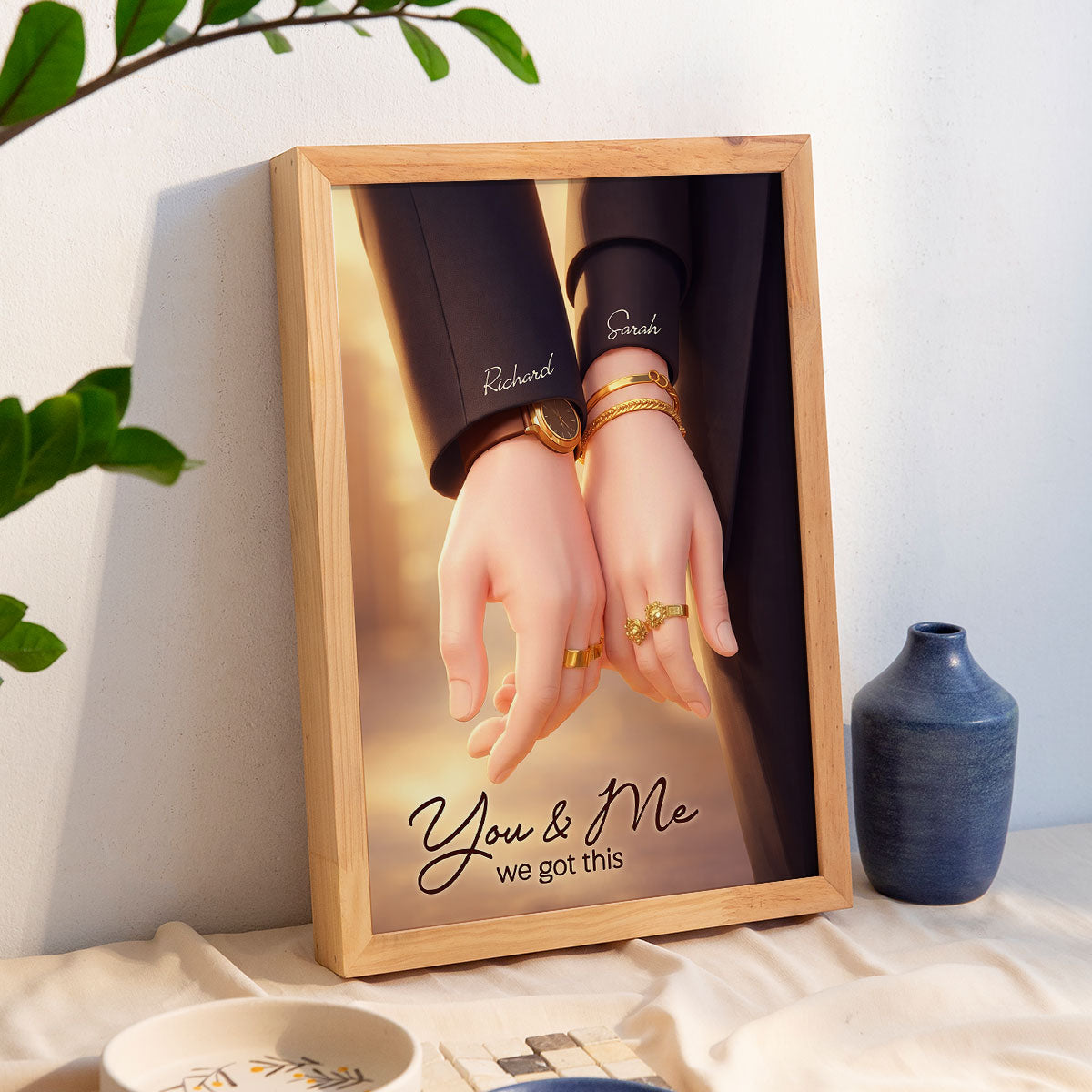 Couple Romantic Hands Close Up - Personalized Poster - Anniversary, Valentine's Day Gift, Gift For Him, Gift For Her