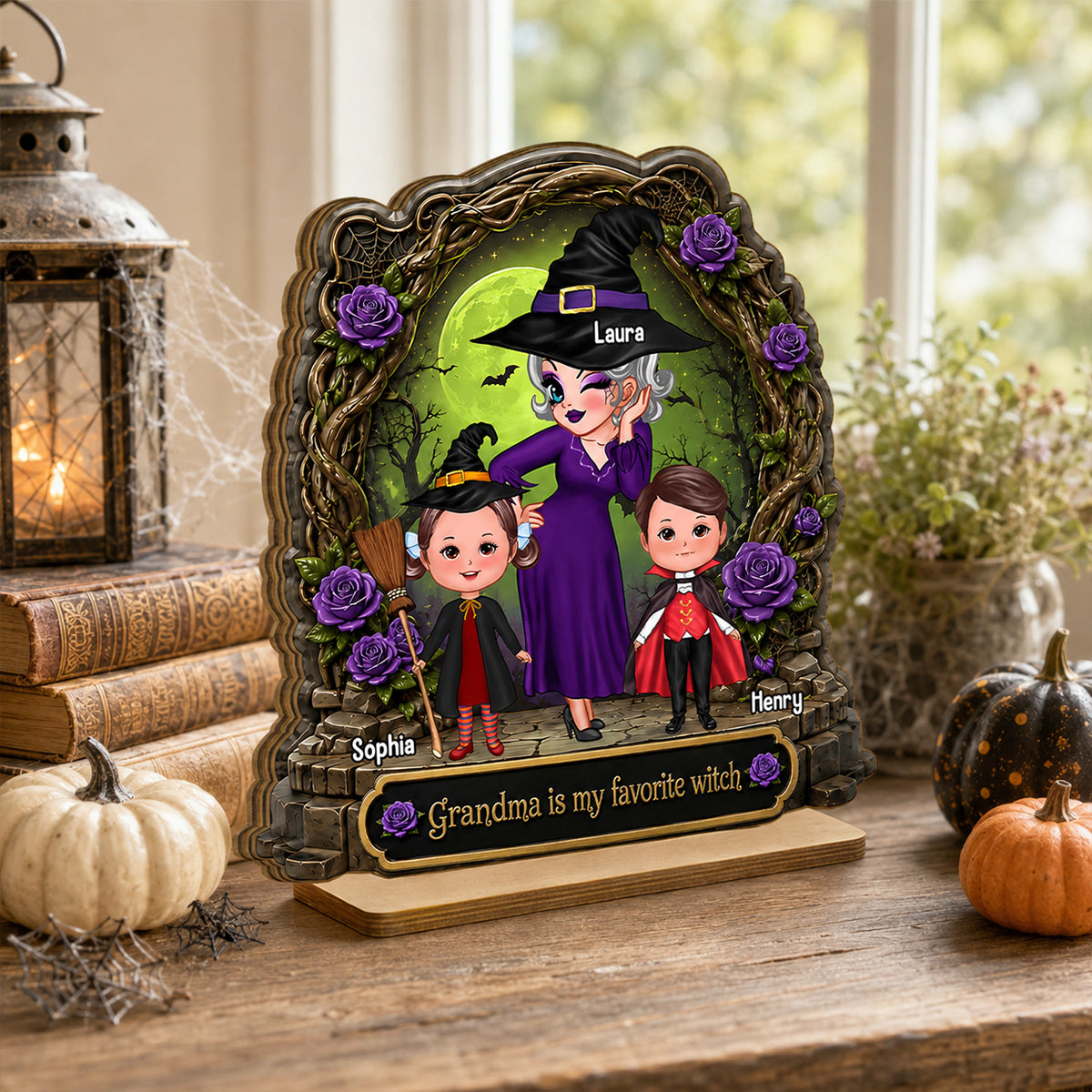 Like A Normal Grandma But More Magical - Personalized 2-Layered Wooden Plaque - Halloween Decor Gift, Gift For Grandma