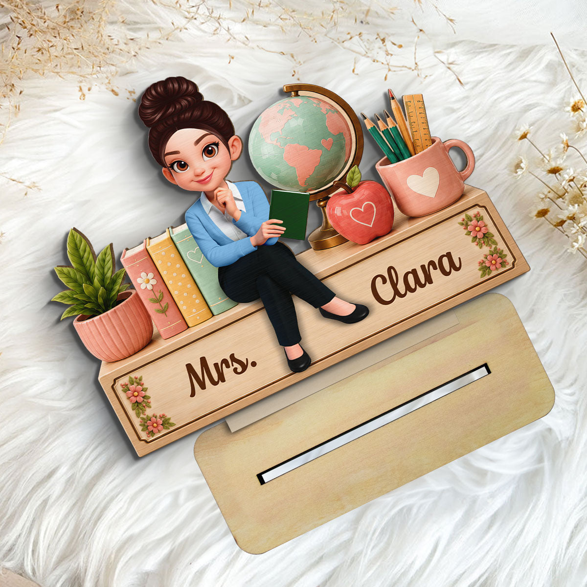 Teacher Sweet Desk Nameplate 2D Flat - Personalized Wooden Plaque