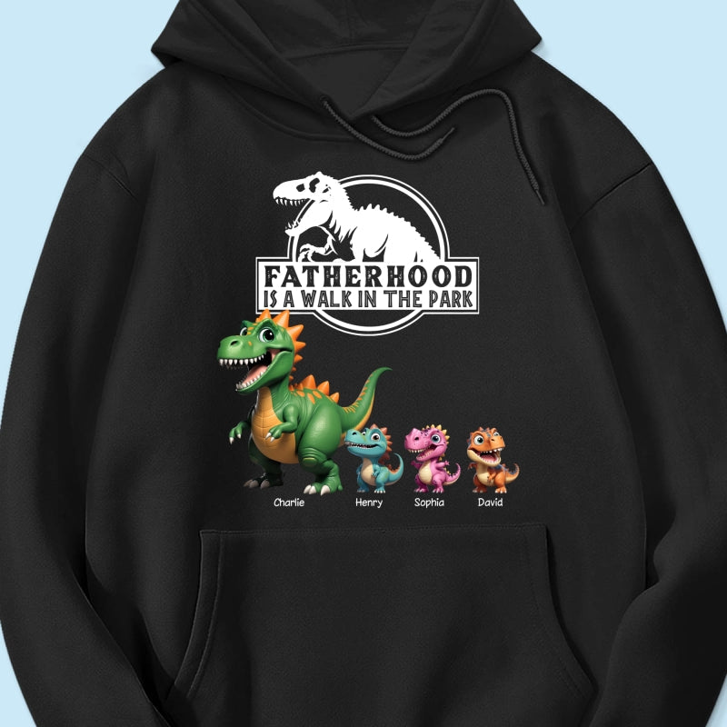 Fatherhood Is A Walk In The Park Cartoon Dinosaurs - Personalized Shirt - Father's Day Gift For Husband, Dad