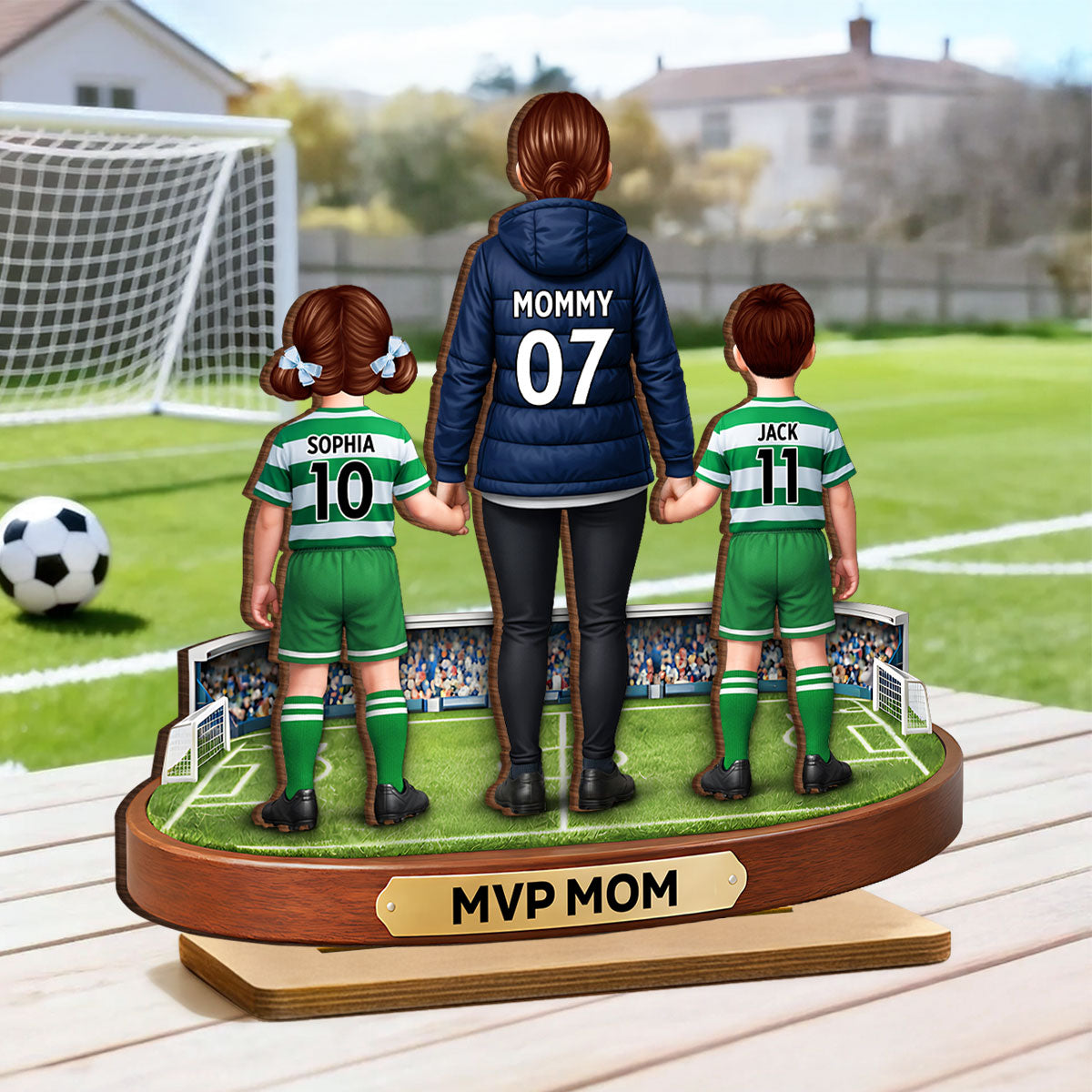 MVP Mom Soccer Mom And Kids - Personalized 2-Layered Wooden Plaque - Heartfelt Gift For Soccer Mom