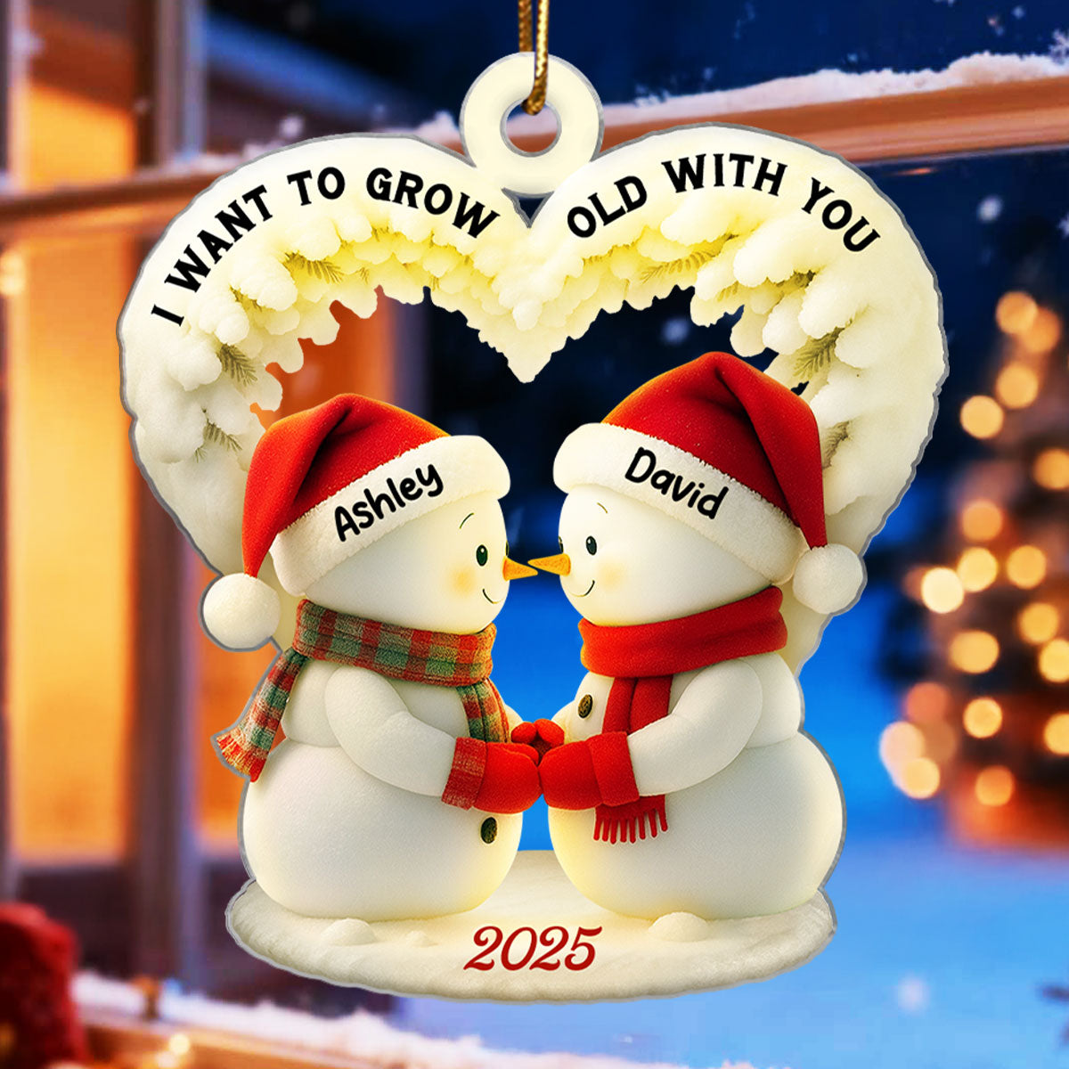 Couple Growing Old Together - Personalized Acrylic Ornament - Heartfelt Christmas Gift for him, Gift for her