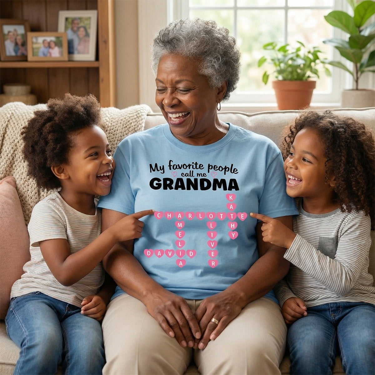 Favorite People Call Me Grandma Crossword Puzzle Art - Personalized Shirt - Mother's Day Gift For Grandma