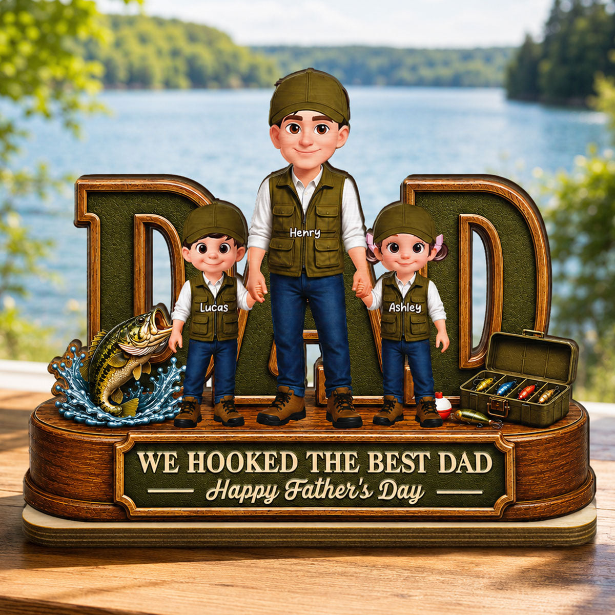 We Hooked The Best Dad Fishing Dad - Personalized 2-Layered Wooden Plaque -  Gift For Fishing Dad, Fishing Lovers