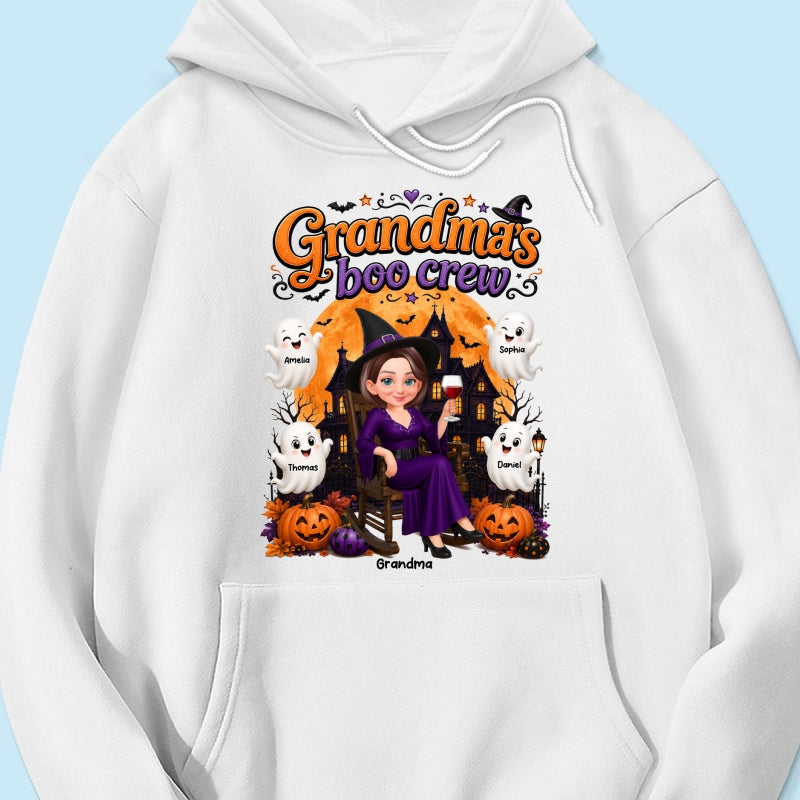 Cute Halloween Haunted House Grandma's Boo Crew - Personalized Shirt - Halloween Gift For Grandma