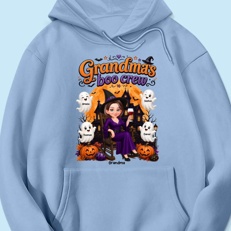 Cute Halloween Haunted House Grandma's Boo Crew - Personalized Shirt - Halloween Gift For Grandma