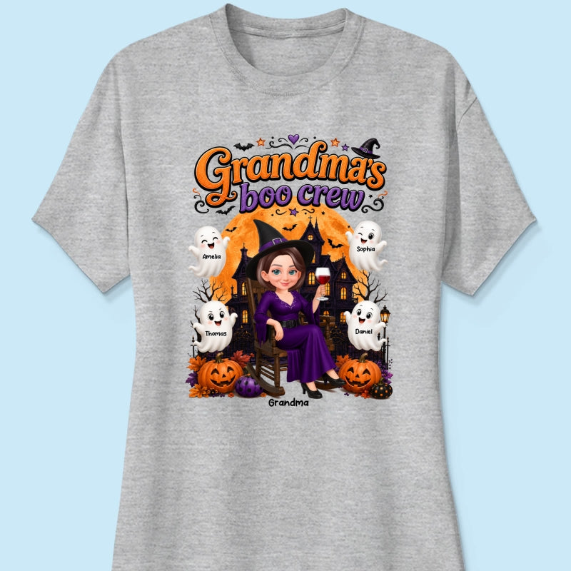 Cute Halloween Haunted House Grandma's Boo Crew - Personalized Shirt - Halloween Gift For Grandma