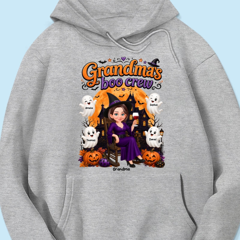 Cute Halloween Haunted House Grandma's Boo Crew - Personalized Shirt - Halloween Gift For Grandma