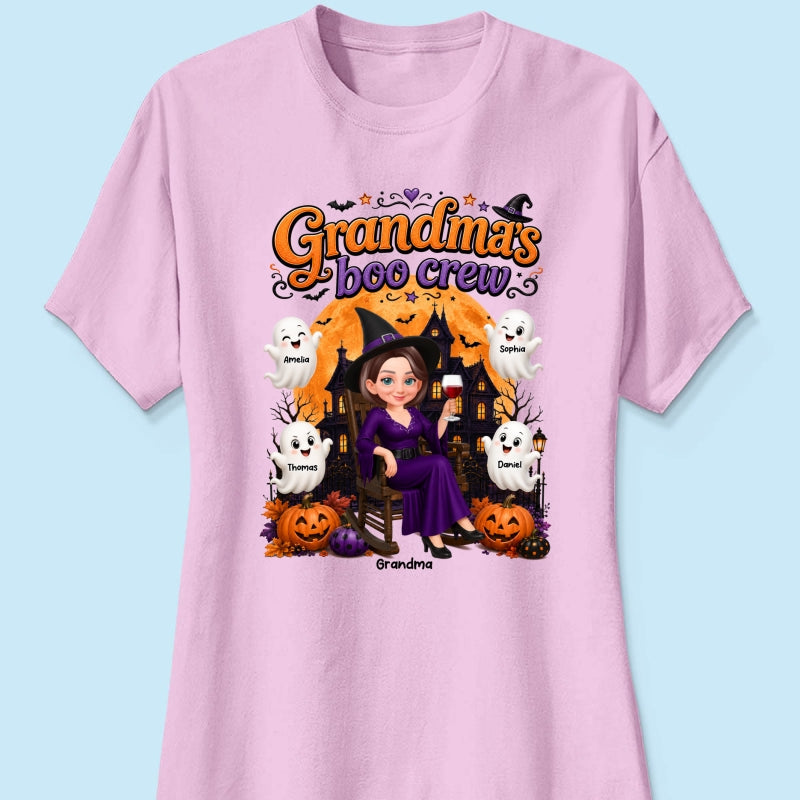 Cute Halloween Haunted House Grandma's Boo Crew - Personalized Shirt - Halloween Gift For Grandma