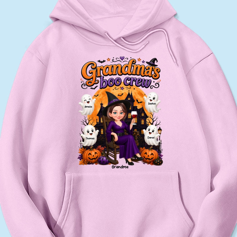 Cute Halloween Haunted House Grandma's Boo Crew - Personalized Shirt - Halloween Gift For Grandma