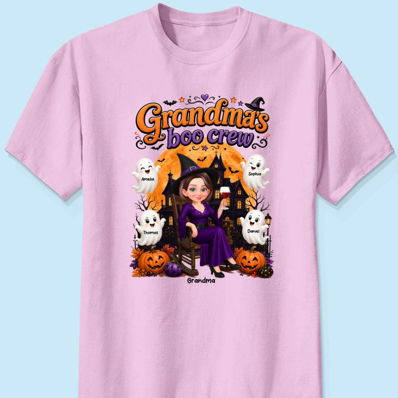 Cute Halloween Haunted House Grandma's Boo Crew - Personalized Shirt - Halloween Gift For Grandma