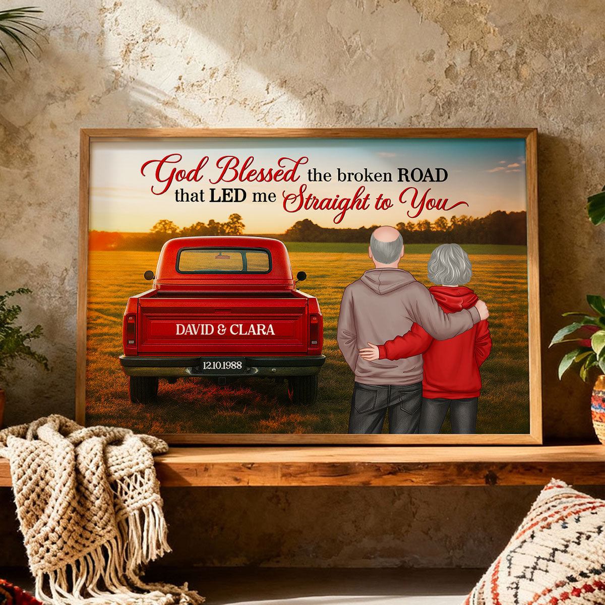 God Bless the Broken Road that Led me Straight to You - Personalized Poster - Heartfelt Couple Gift for him, for her