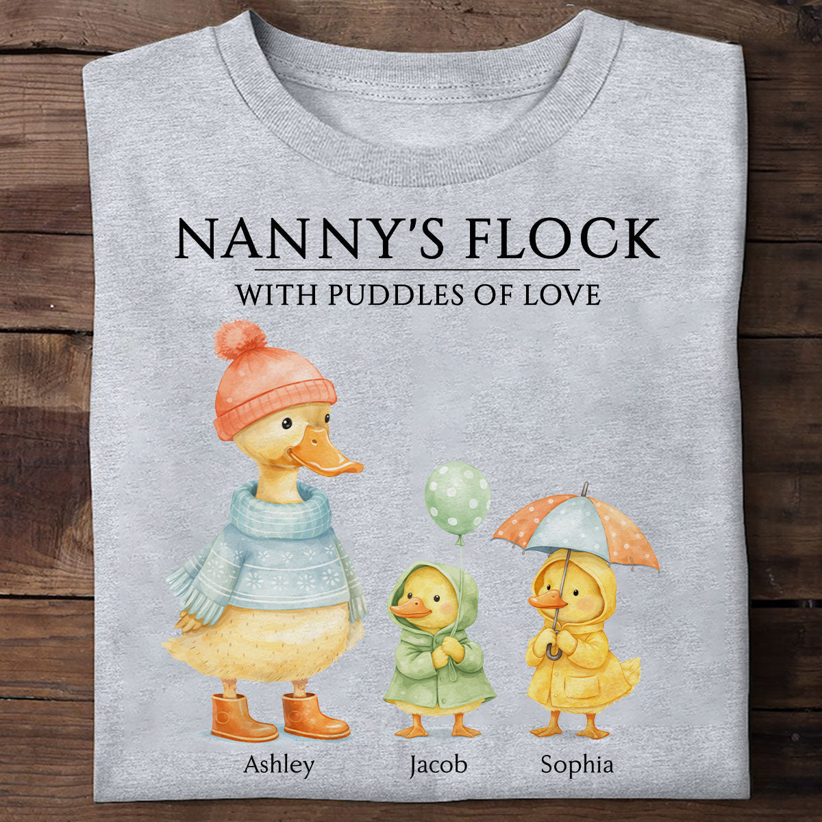 Nanny's Flock with Puddles of Love - Personalised Shirt - Gift for Grandma