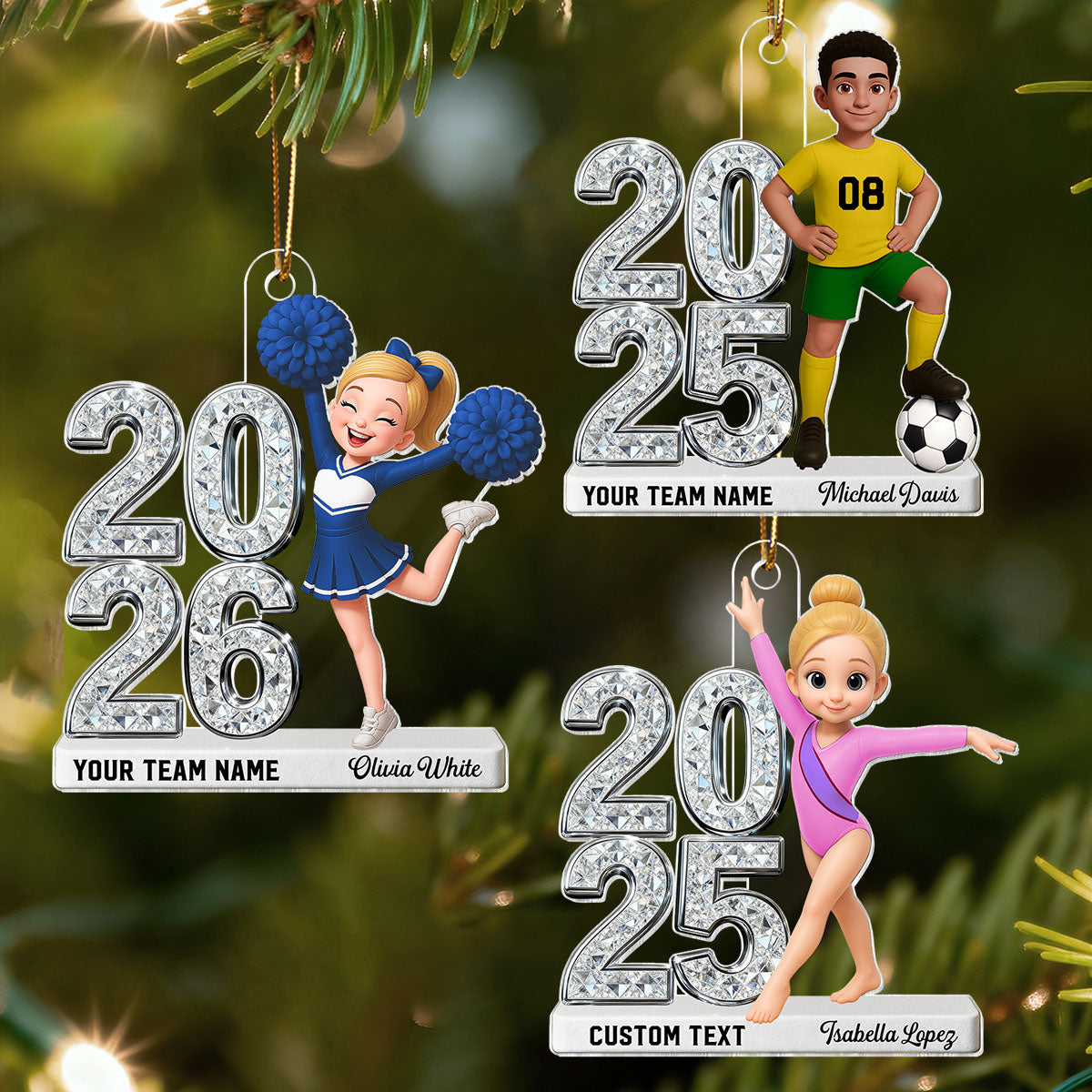 3D Shiny Effect Sport Player With Year - Personalized Acrylic Ornament - Gift For Daughter, Granddaughter, Son, Grandson