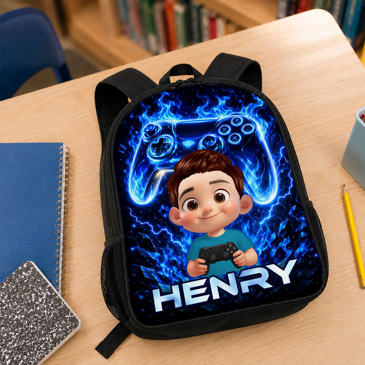 Gamer Trendy Design Backpack for Boys Girls - Personalized Backpack - Back to School Gift for Daughter, Son