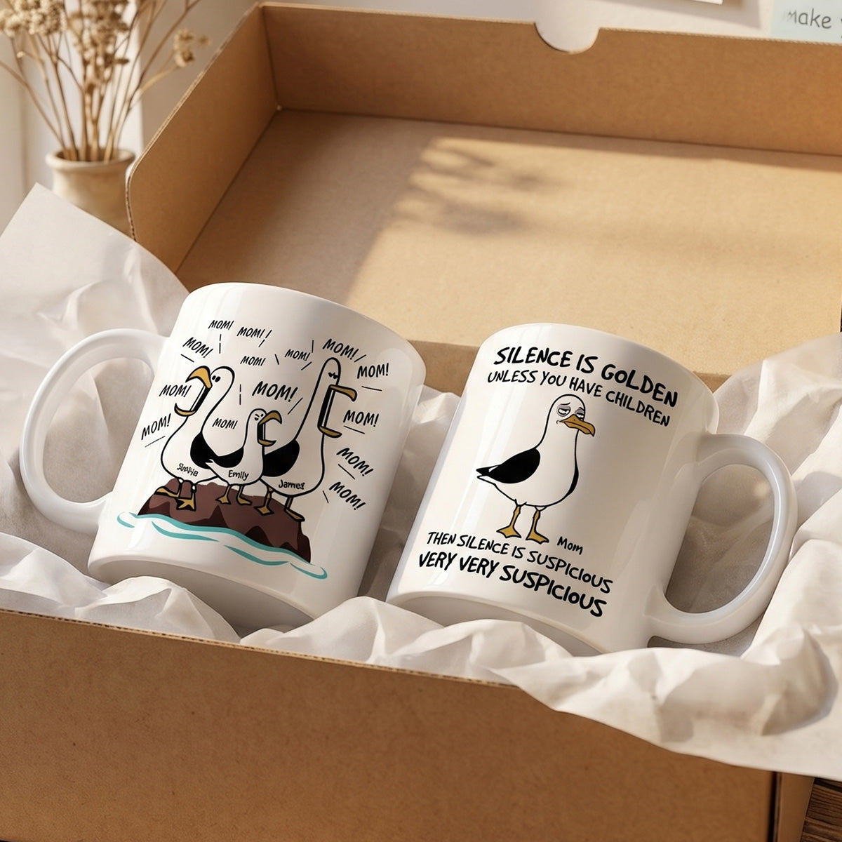 Silence Is Golden Unless You Have Kids Seagull Mom Mom Mom - Personalized Mug - Funny Mother's Day Gift For Mom