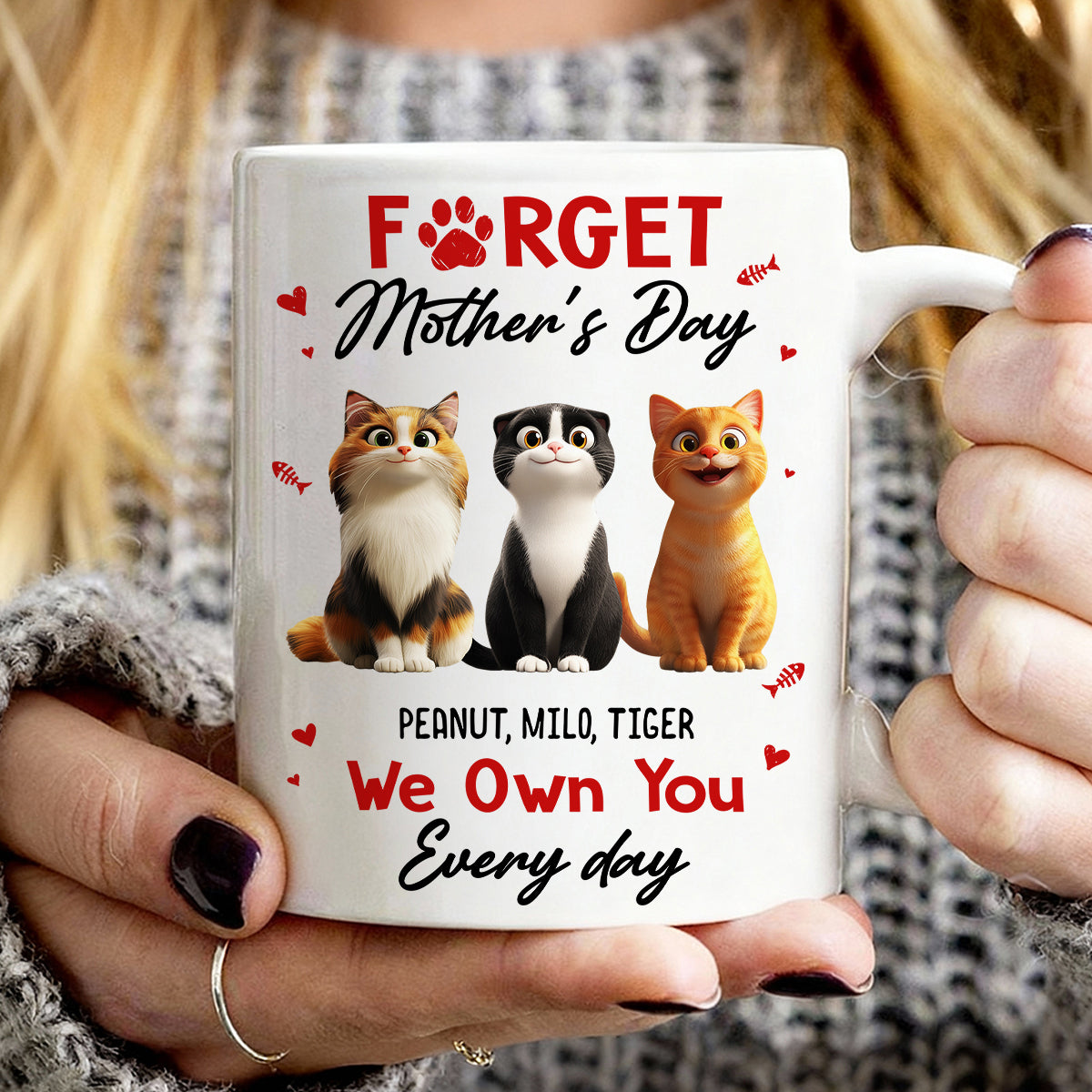 Forget Mother's Day I Own You Everyday - Personalized Mug - Gift for Cat Moms