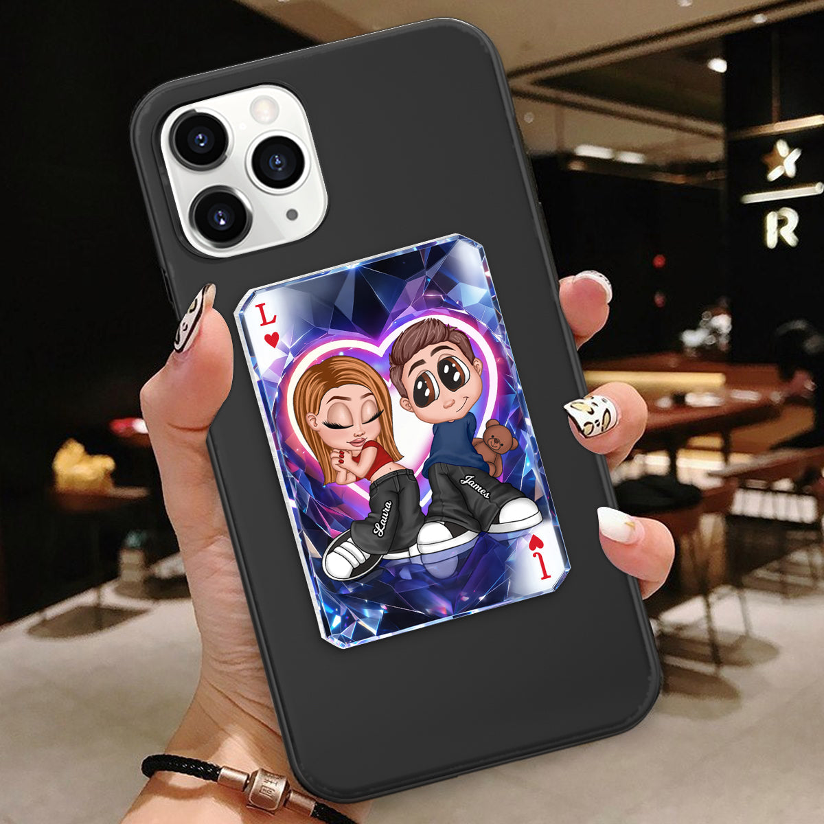 Y2K Couple King Queen Card - Personalized Phone Grip - Heartfelt Valentine's Day Gift for Her, for Him, Couple Matching Phone Grips