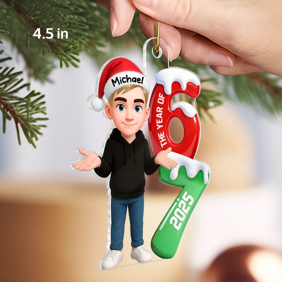 3D Effect 67 Six Seven 2025 Slang Christmas - Personalized Acrylic Ornament - Funny Christmas Gift For Teen, Grandkid, Gen Alpha