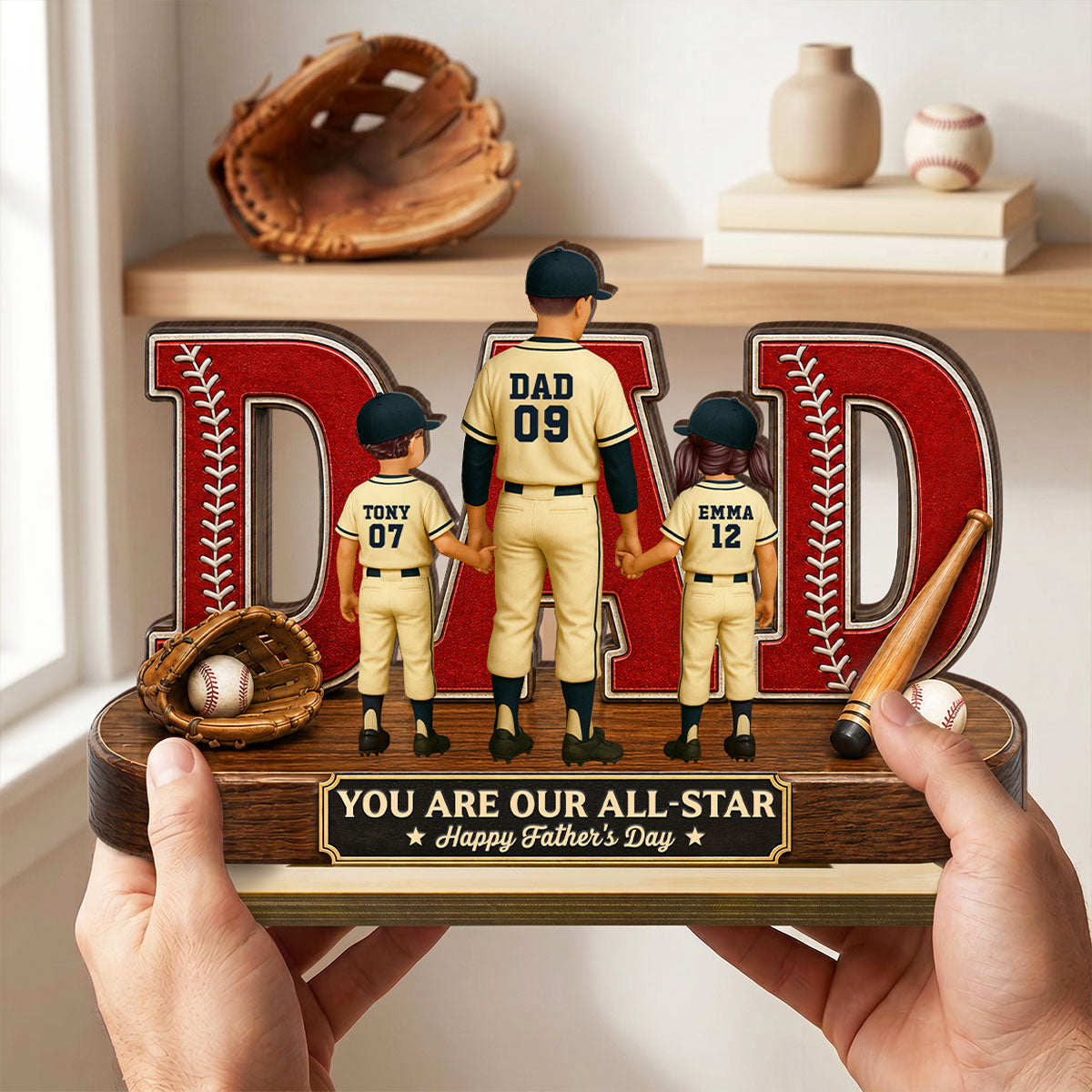 Baseball Dad Legend We Caught The Best Dad - Personalized 2-Layered Wooden Plaque -  Gift For Dad