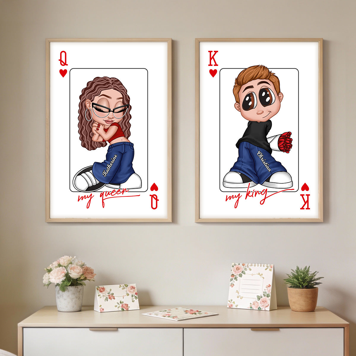 My King My Queen Y2K Couple - Personalized Poster - Valentine's Day Gift, Anniversary Gift For Him, For Her [Sold Individually]