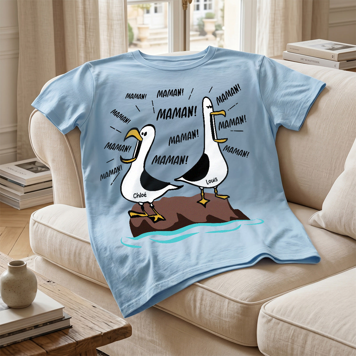Mouettes Maman! Maman! Maman! – T-shirt Personnalisé – Cadeau Rigolo pour la Fête des Mères