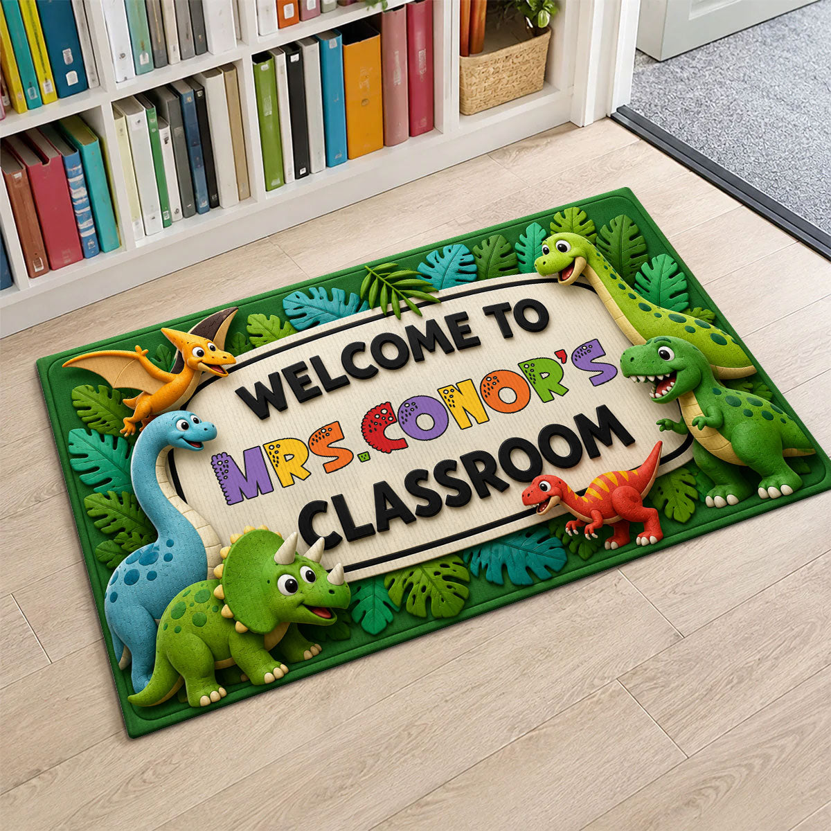 Kids Safari Dinosaur Welcome To Classroom - Personalized Doormat - Back To School Gift For Teachers, Classroom Decors