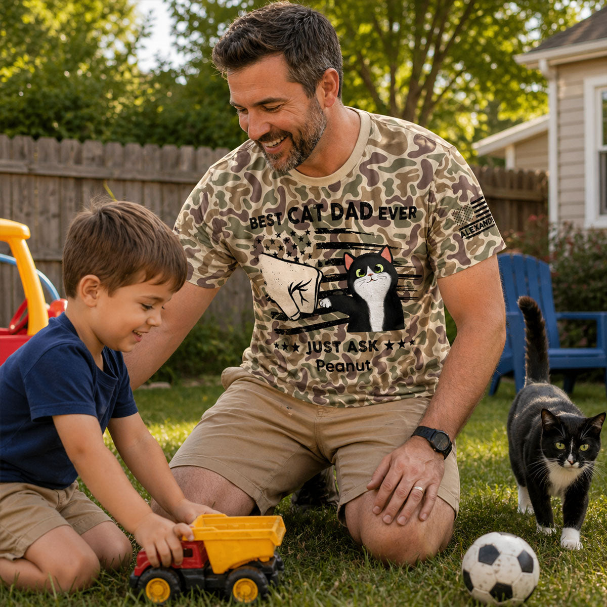 Best Cat Dad Ever Camo Pattern - Personalized Shirt - Father's Day Gift For Cat Dad