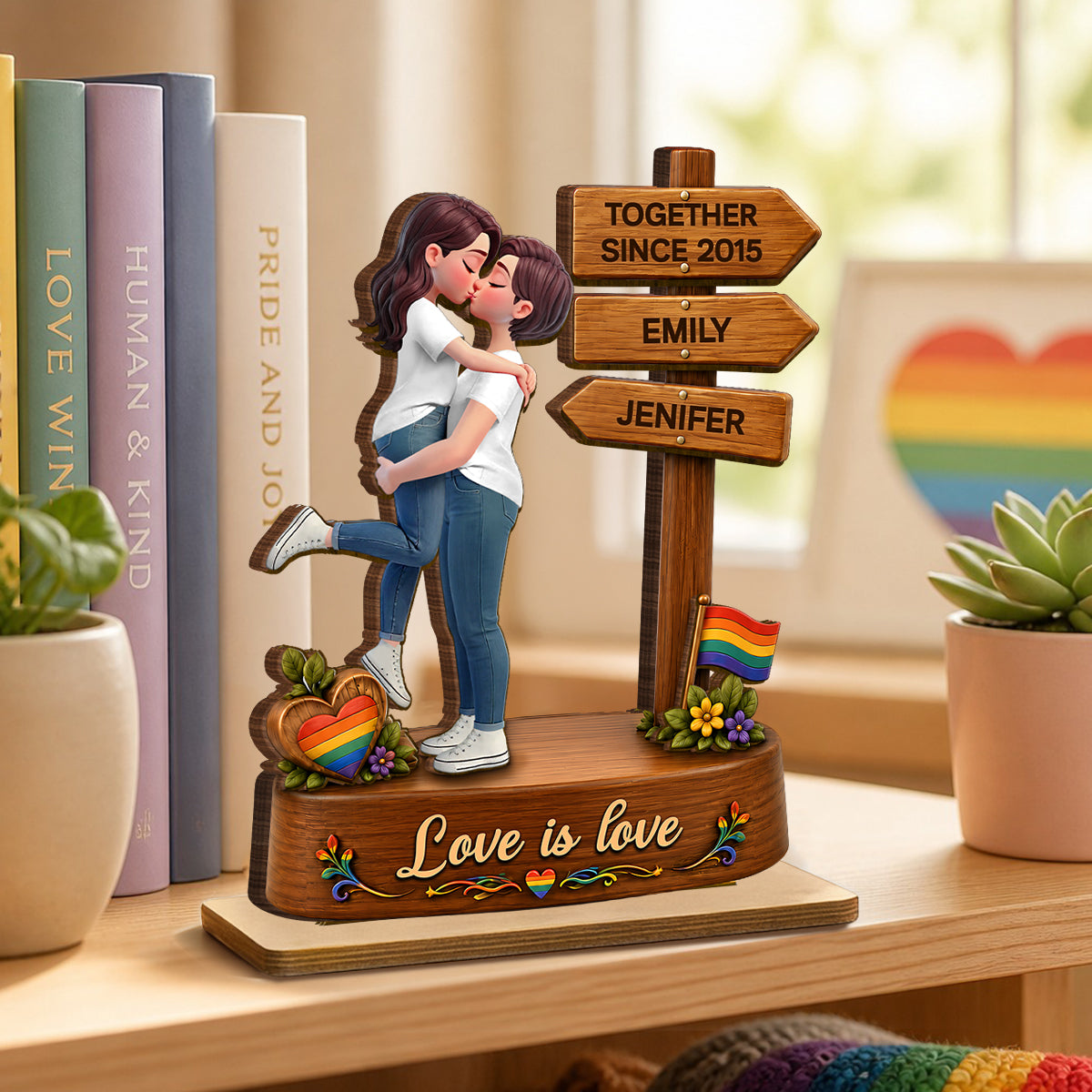 Endless Love LGBT+ Couple - Personalized 2-Layered Wooden Plaque - Gift For Couple, Happy Pride Month