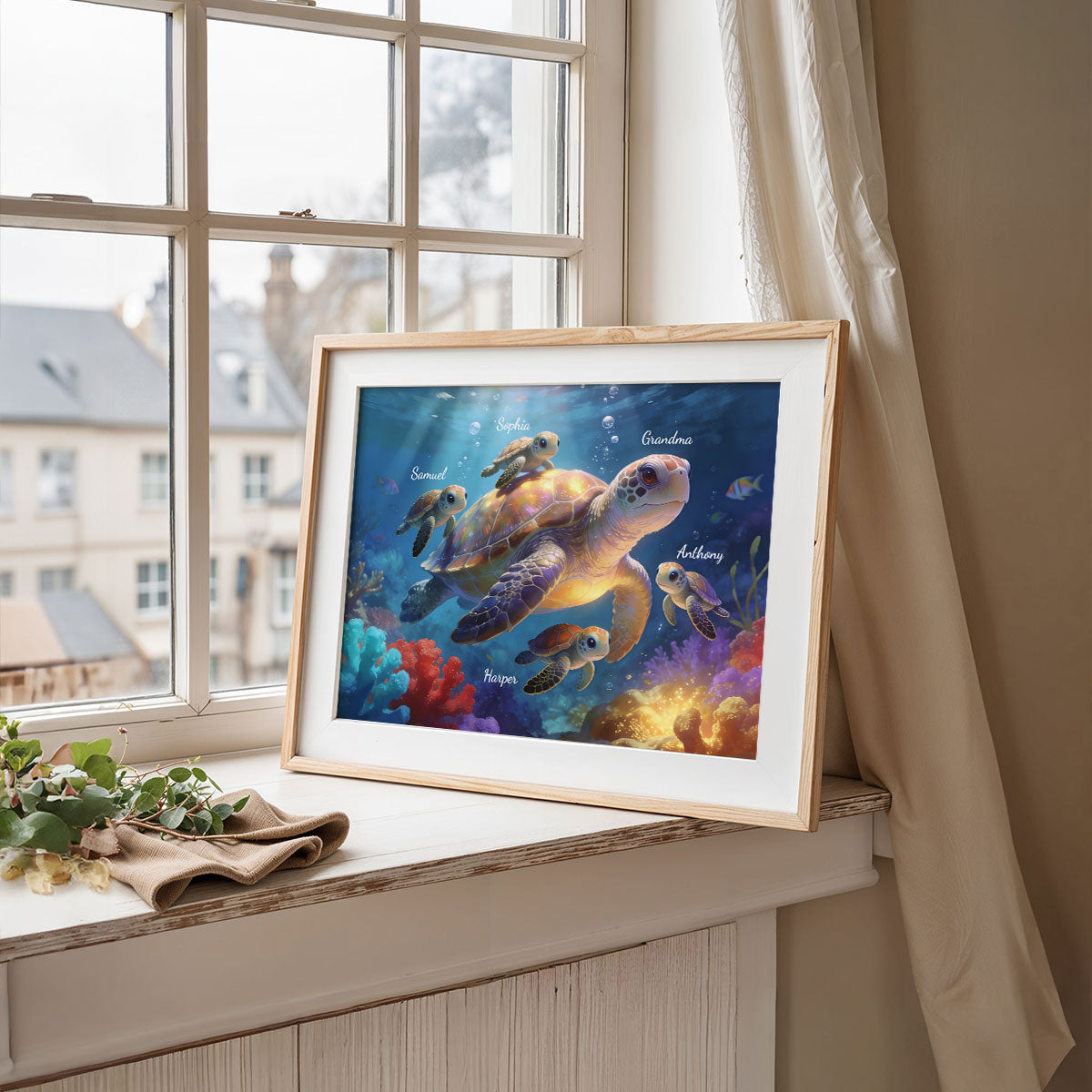 Timeless Love Grandma Grandkids Sea Turtles - Personalized Poster - Mother's Day Gift For Grandma