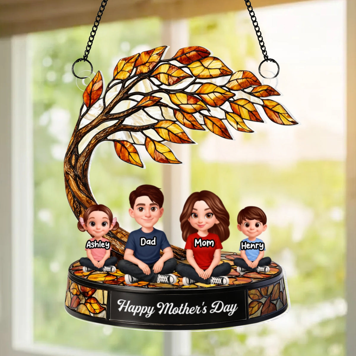 Family is Forever - Personalized Acrylic Window Hanging Suncatcher - Heartfelt Mother's Day Gift for Mom, Wife