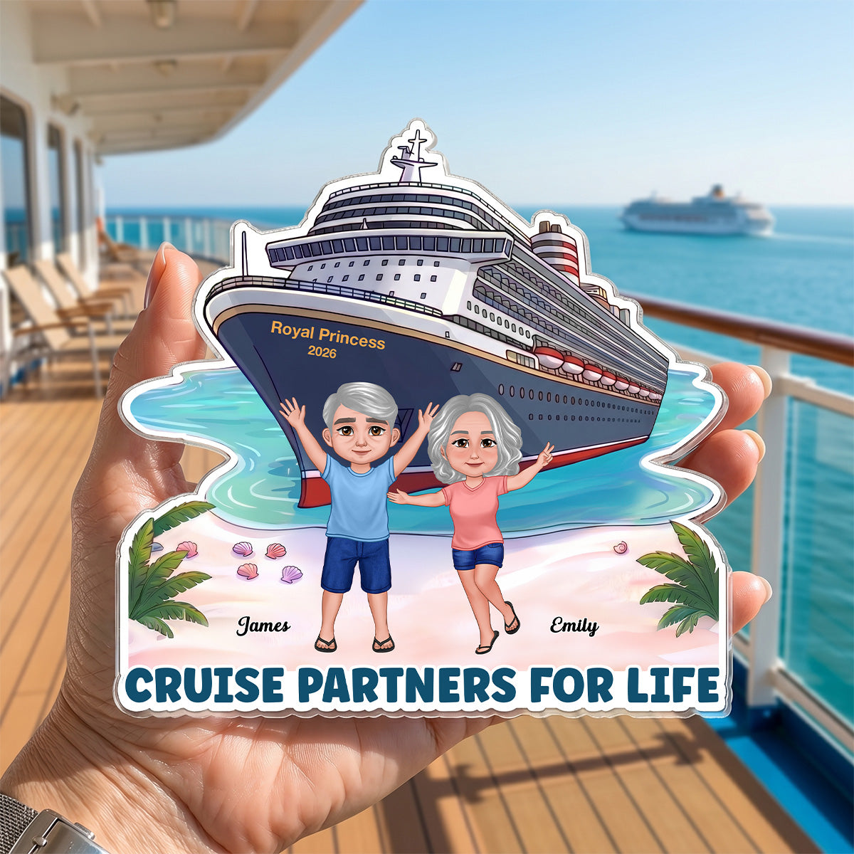 Cruise Trip Happy Couple On The Beach - Personalized Cruise Cabin Door Magnet - Cruise Trip Keepsake